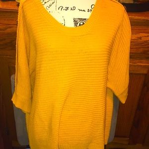 Women’s MISIA CURVY mustard yellow cable knit sweater 2X